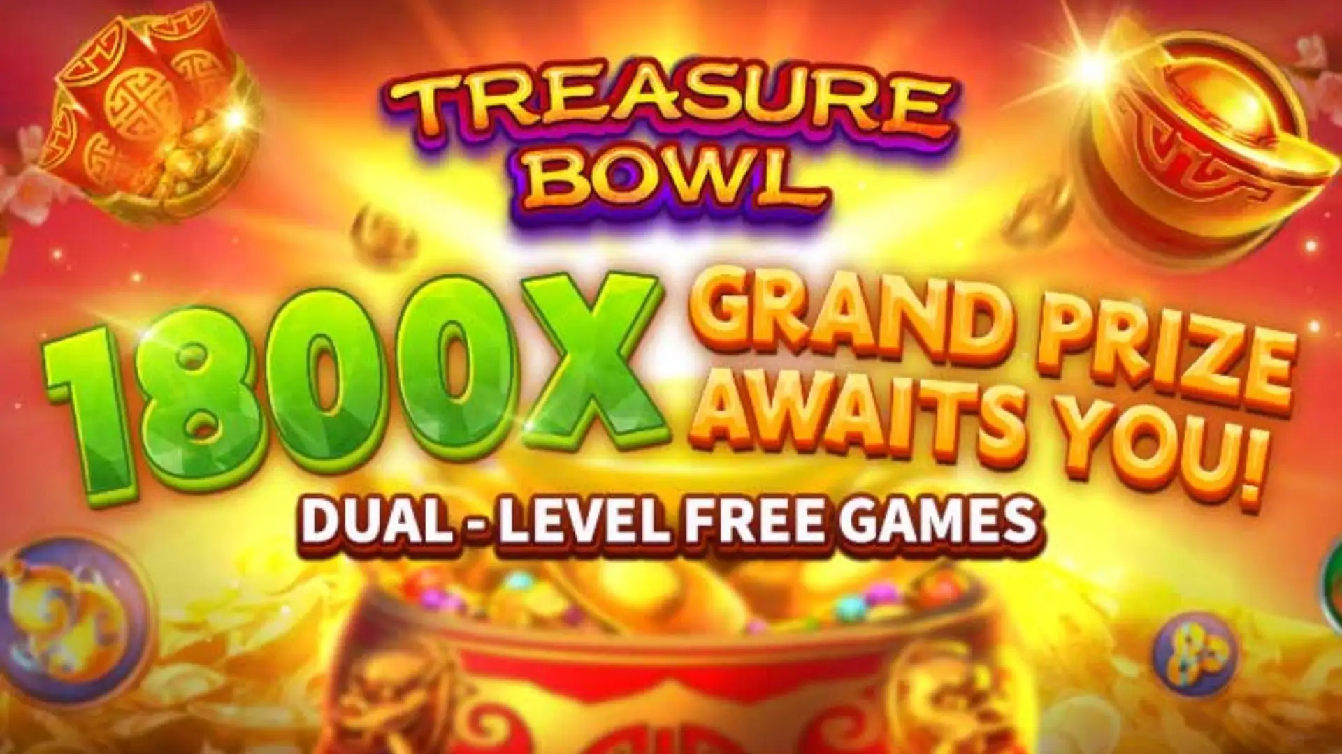 Multiplicadores Treasure Bowl 5p - 7777x Máximo com Tigela Dourada